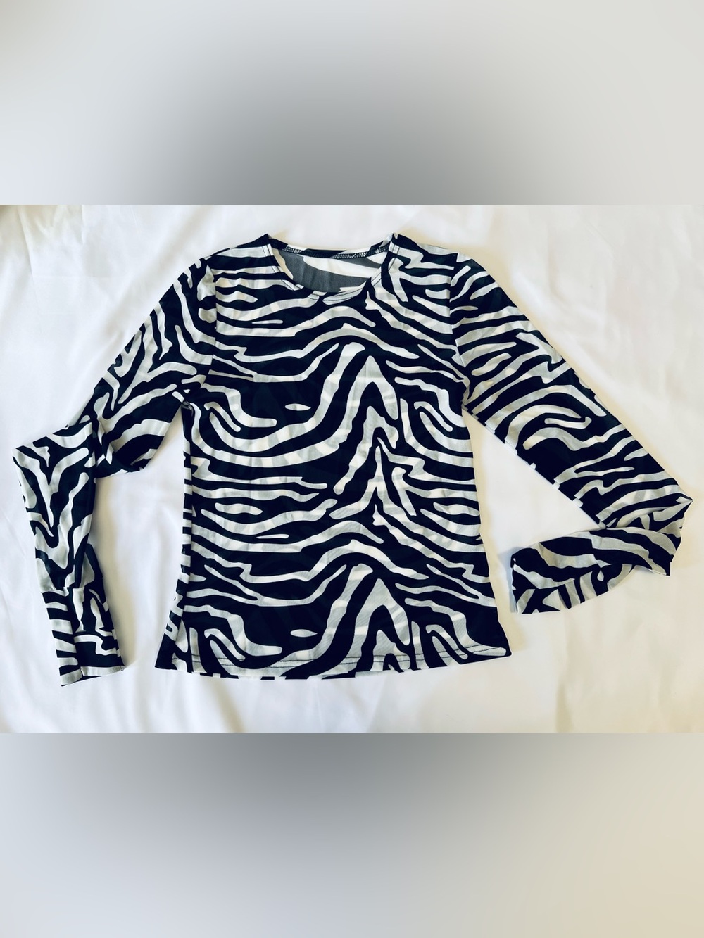 Black & White Zebra Print Long Sleeve Women's Top